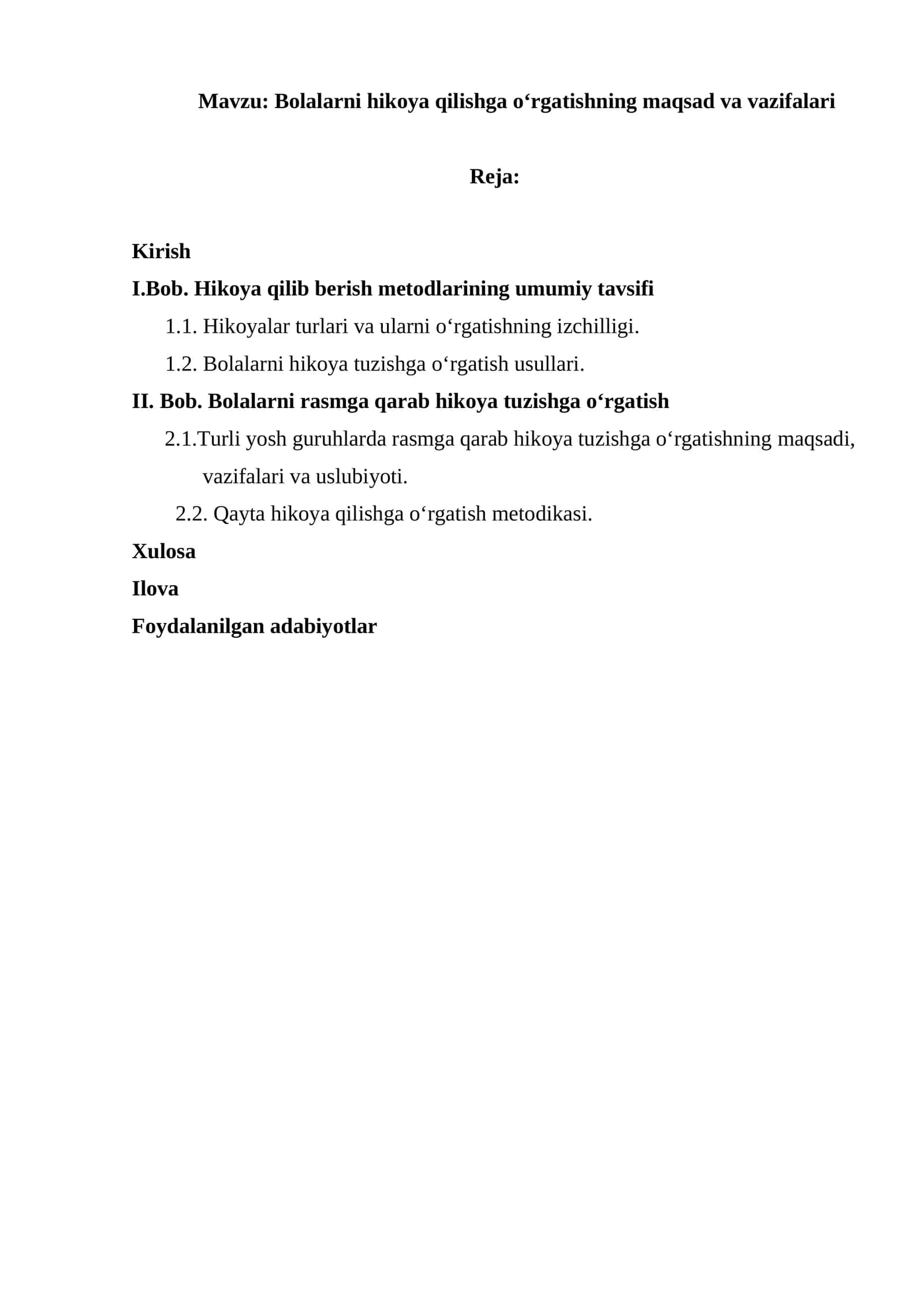 Bolalarni hikoya qilishga o‘rgatishning maqsad va vazifalari 1