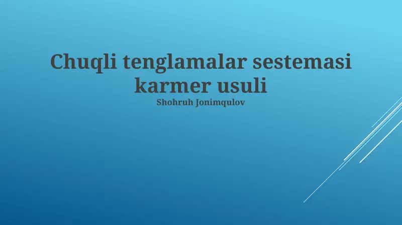 Kramer qoidasi yordamida tenglamalar sistemasini yechish 1