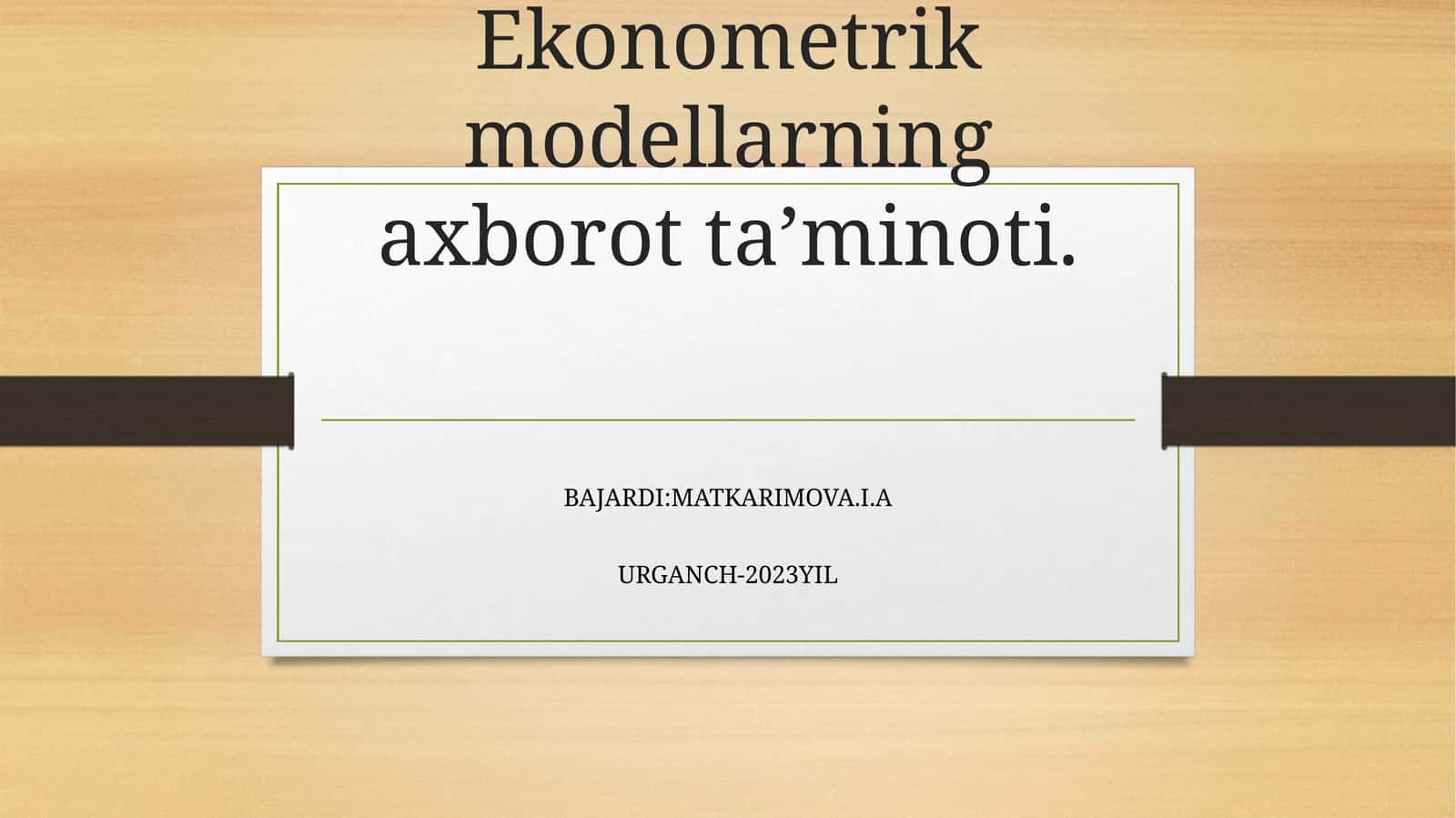 Ekonometrik modellashtirish asoslari 1
