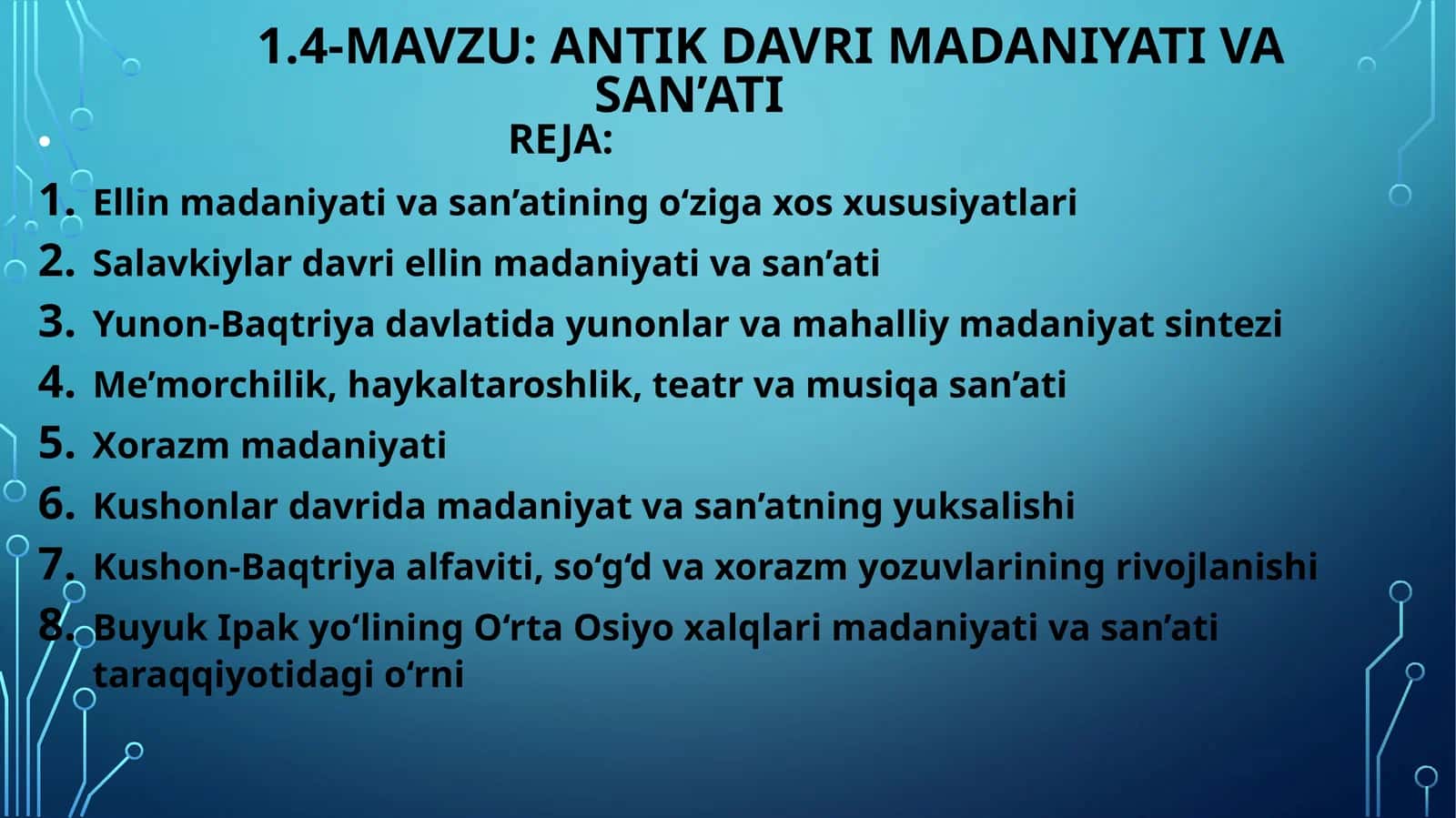 ANTIK DAVRI MADANIYATI VA SAN’ATI 1