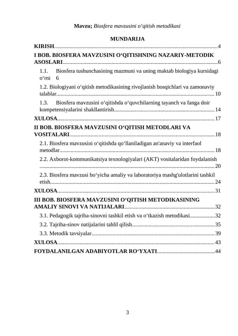 Biosfera mavzusini o‘qitish metodikasi 1
