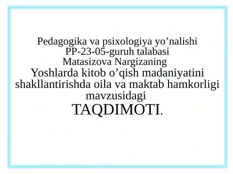 Pedagogika va psixologiya yo'nalishi PP-23-05 1