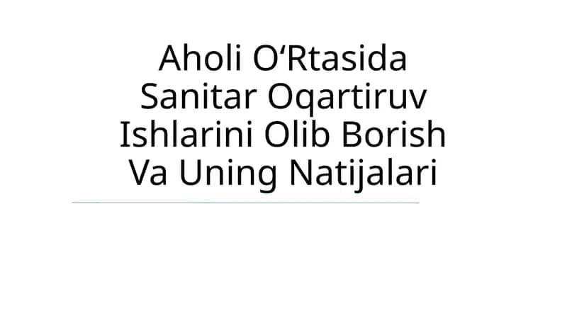 Sanitariya Ta'limi 1