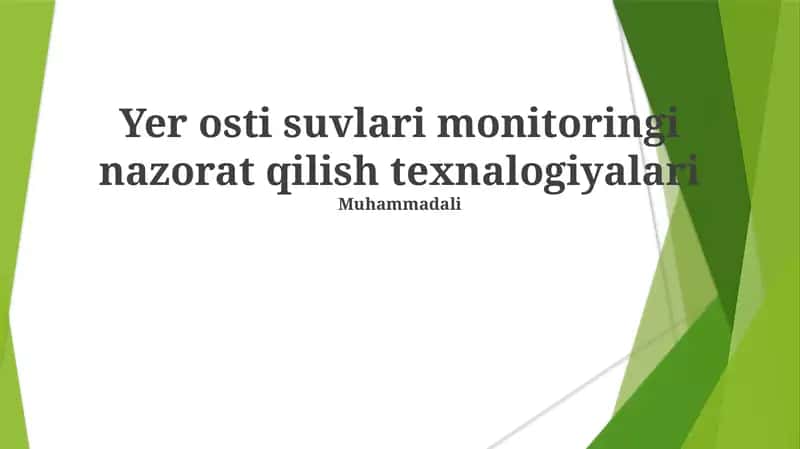 Yer osti suvlari monitoringi nazorat qilish texnalogiyalari 1