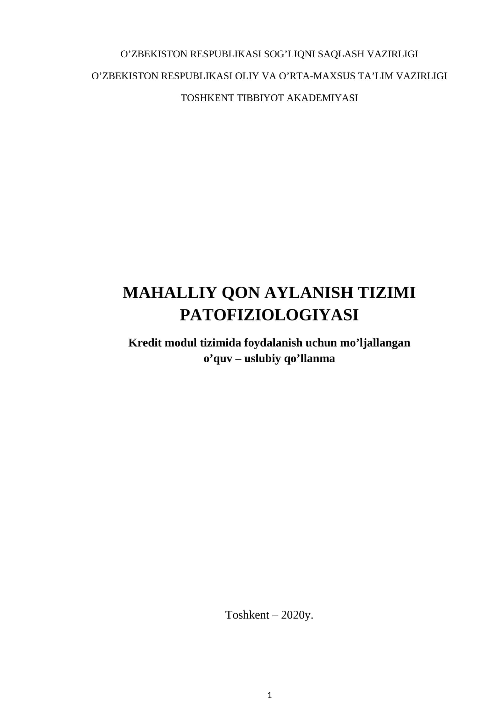 Mahalliy Qon Aylanish Tizimi Patofiziologiyasi 1