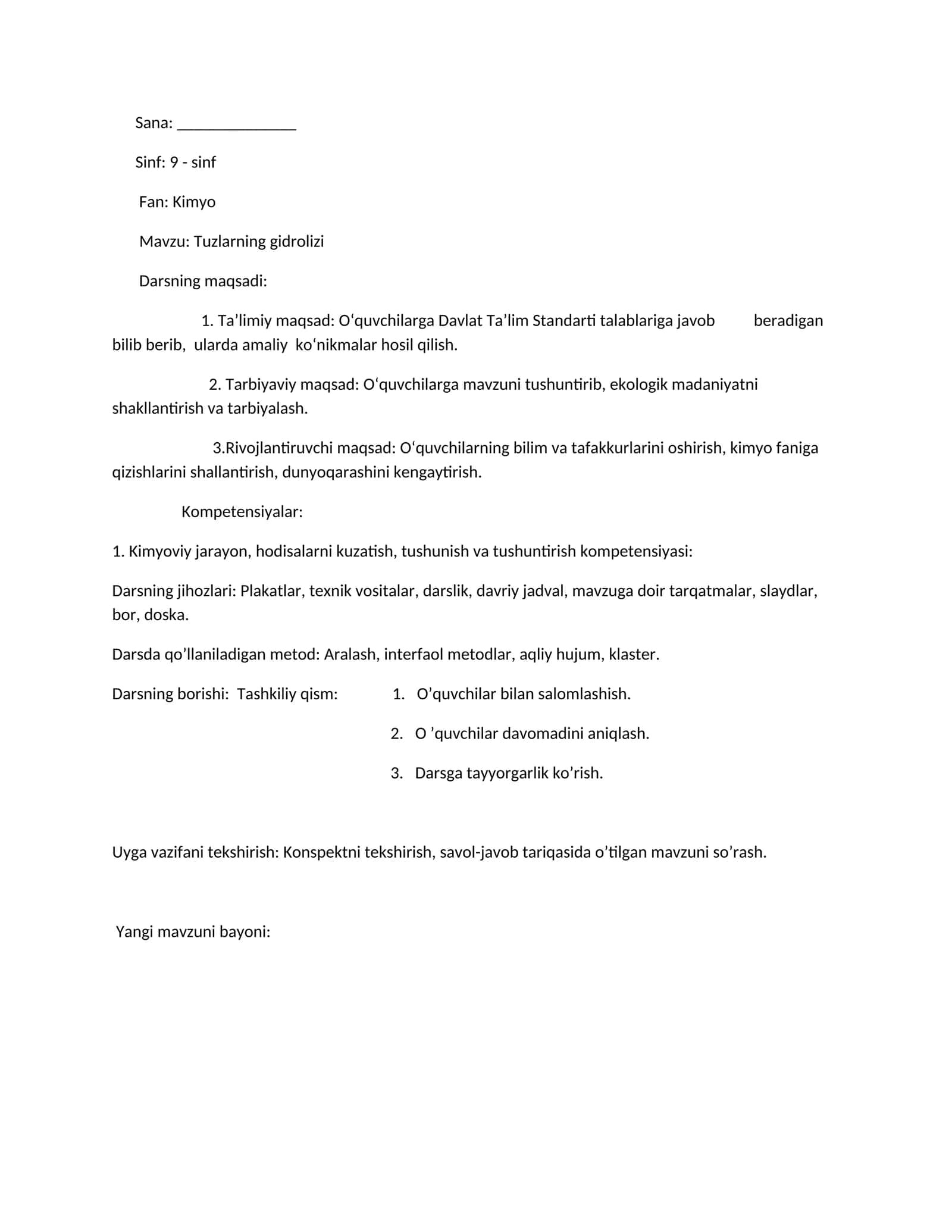 Tuzlarning gidrolizi 1