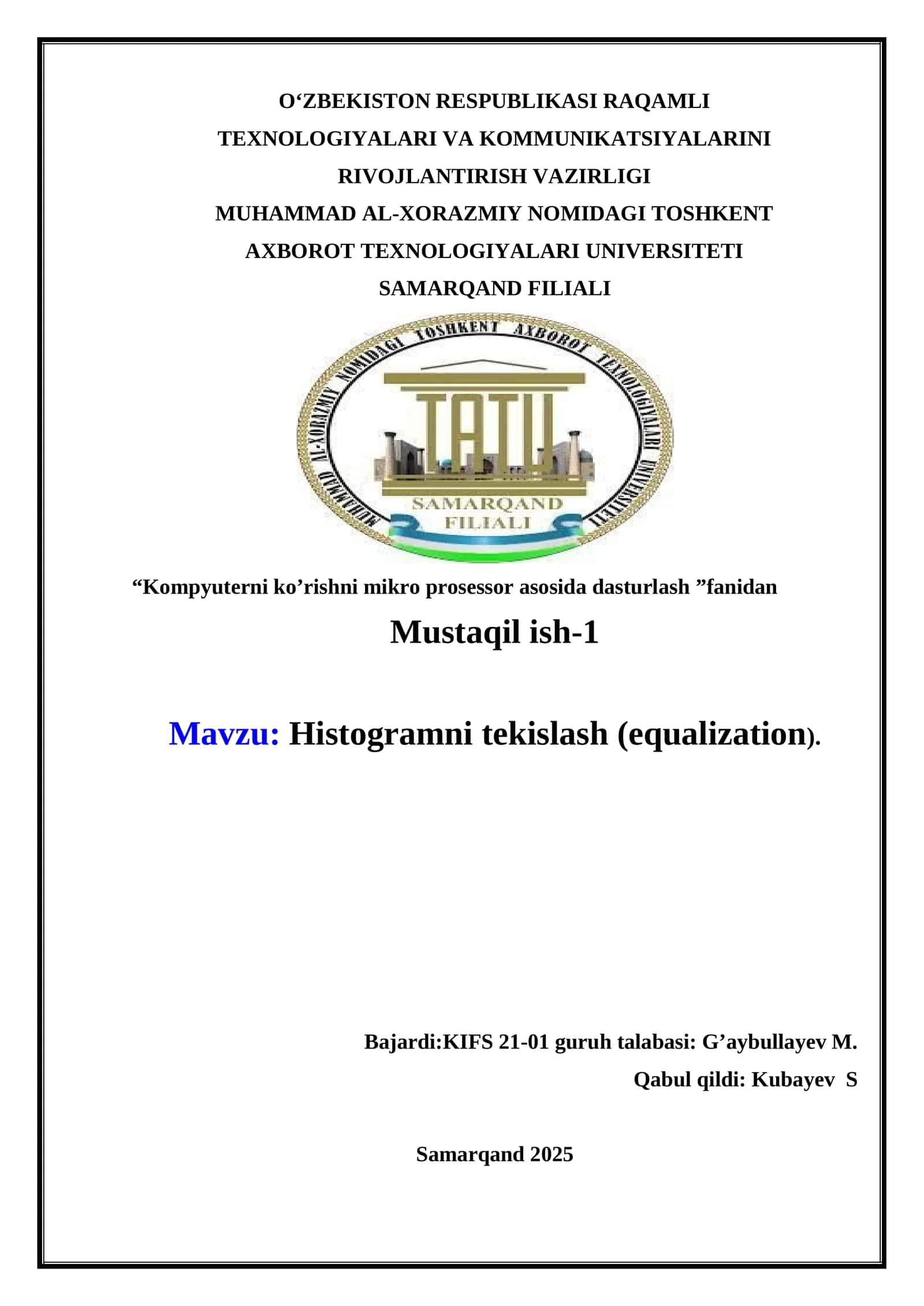 Histogramni tekislash (equalization) 1