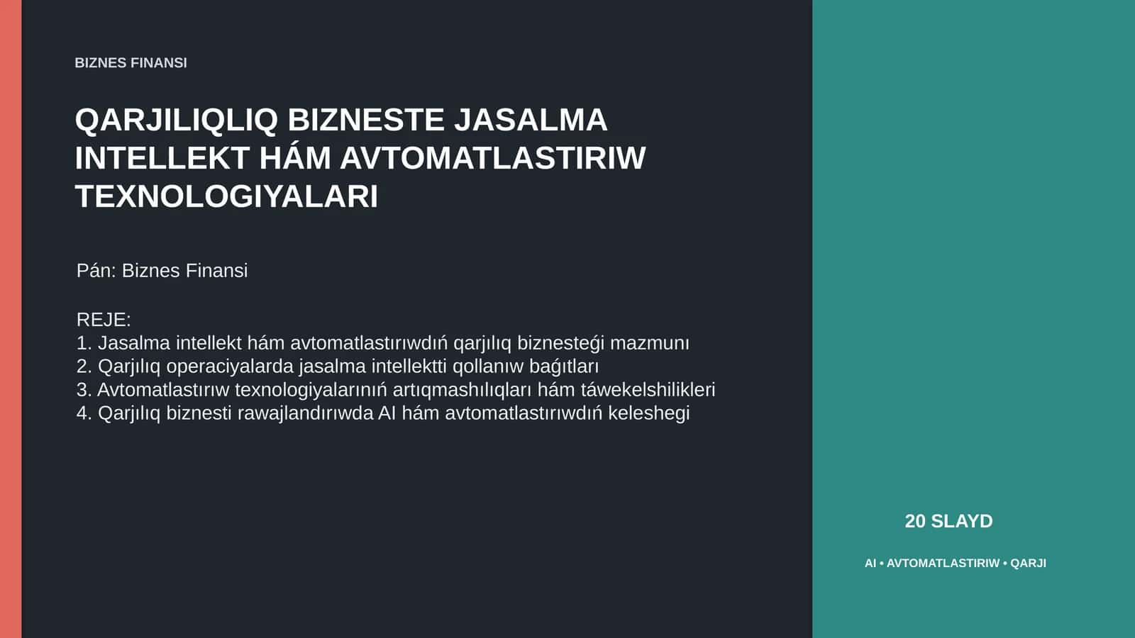 Qarjiliqliq Biznes Tez O'zgerip, AI va Avtomatlashtiruv Texnologiyalari 1
