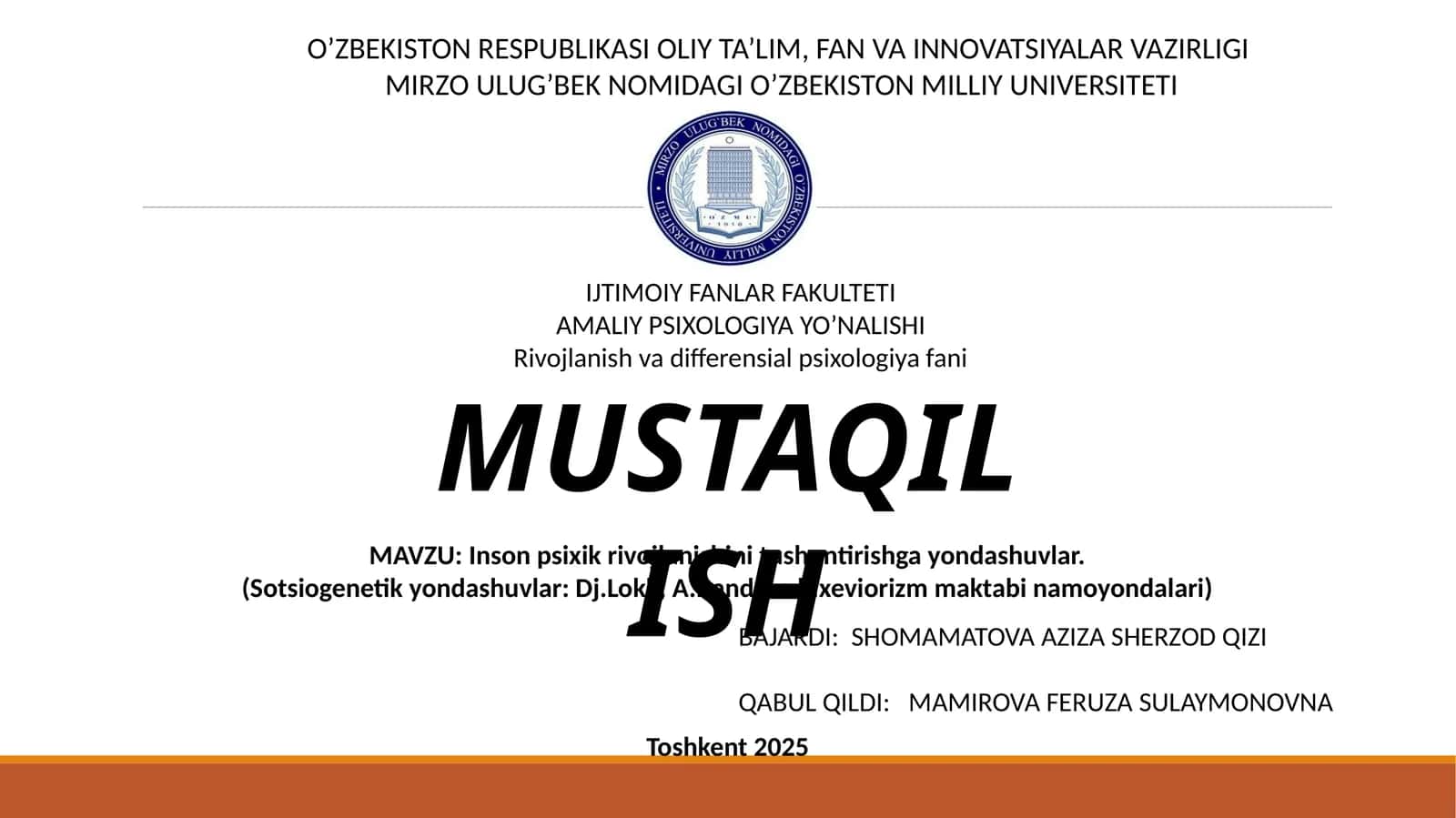 Inson psixik rivojlanishi 1