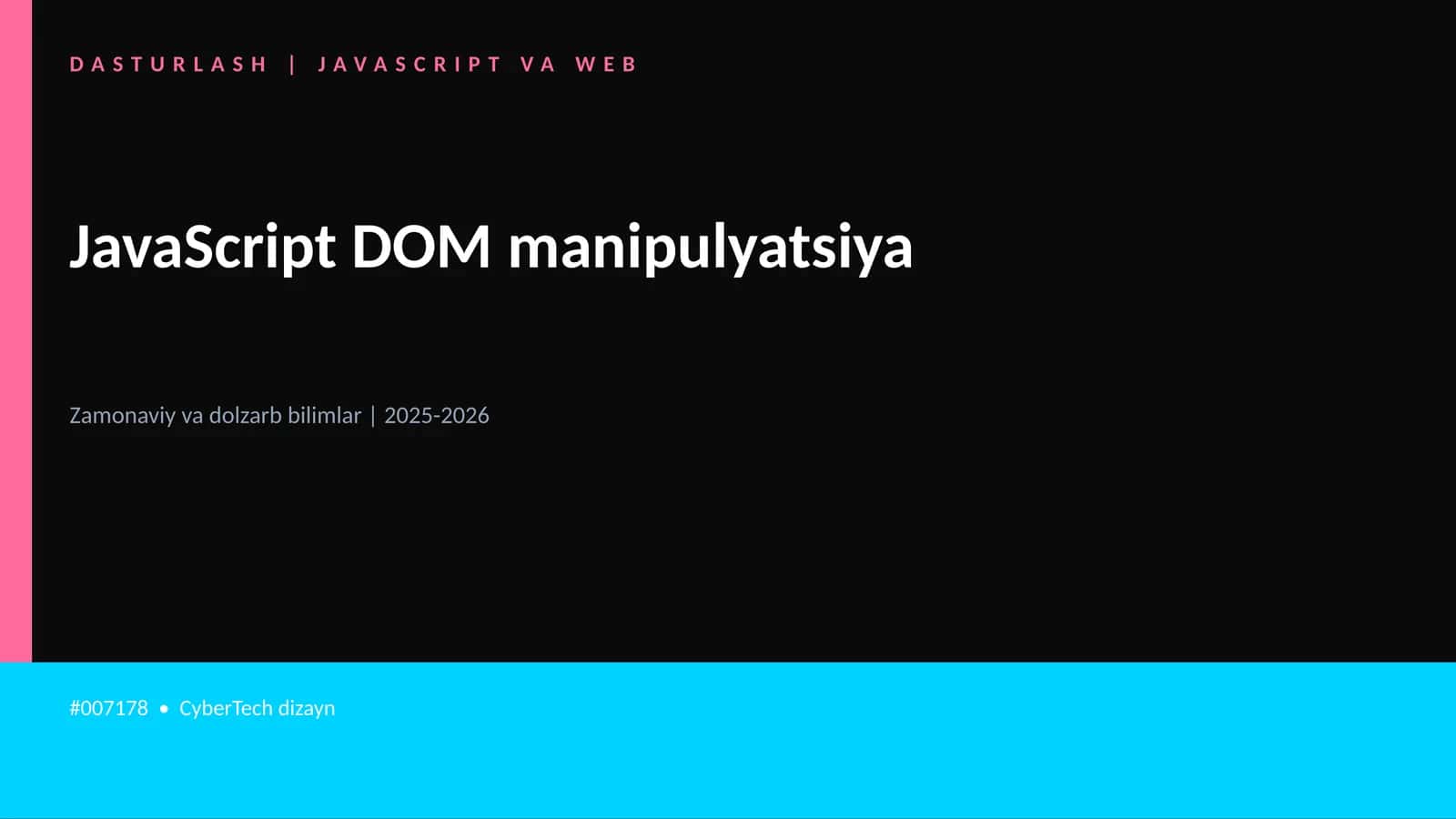 DASTURLASH | JAVASCRIPT VA WEB 1