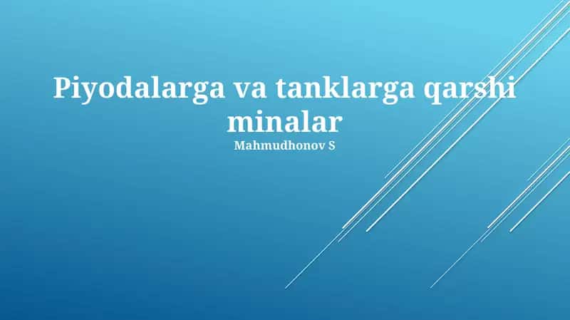 Piyodalarga va tanklarga qarshi minalar 1