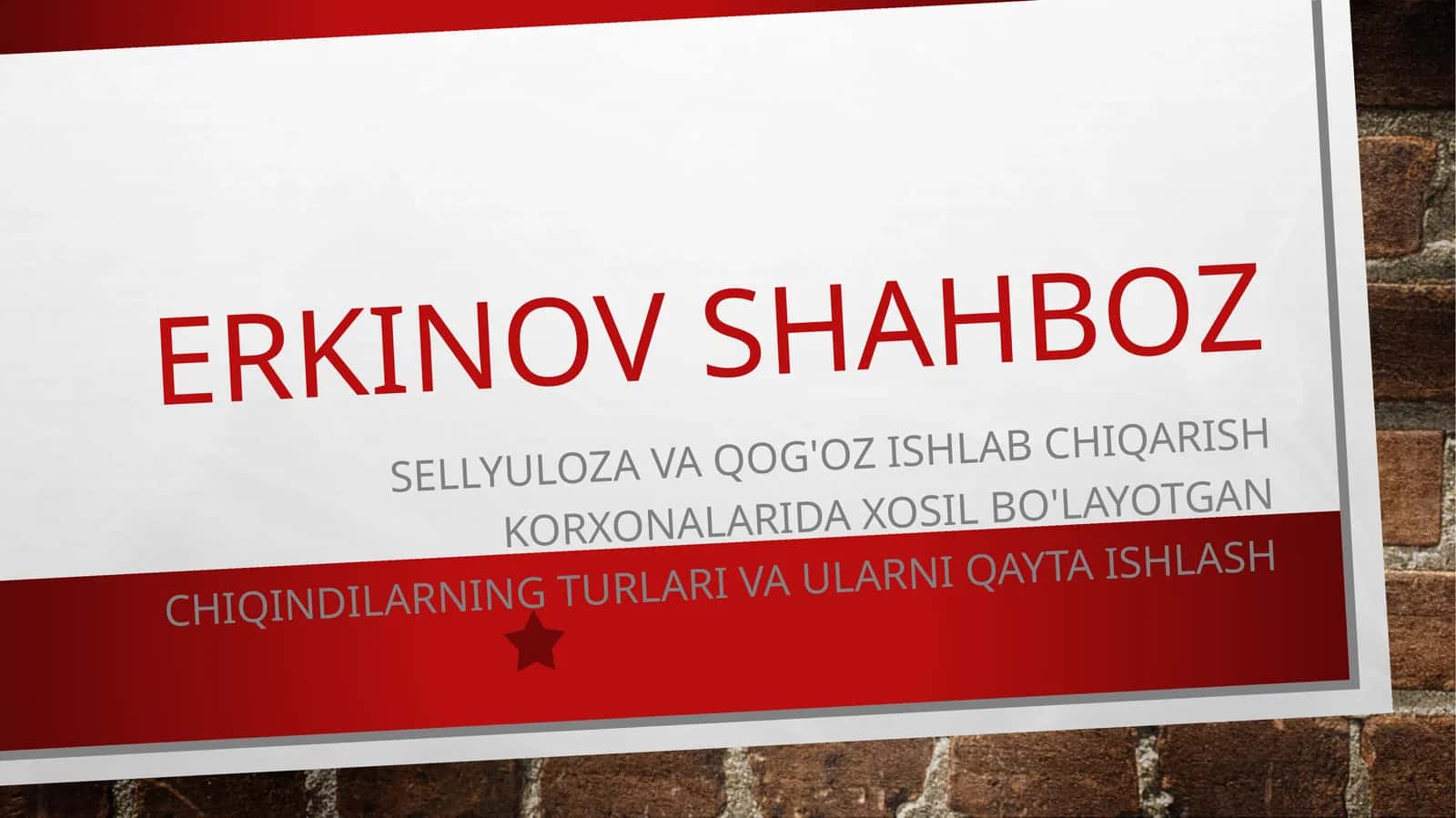 Sellyuloz va qog'oz ishlab chiqarish korxonalaridagi xosil bo'layotgan chiqindilarning turlari va ularni qayta ishlash 1