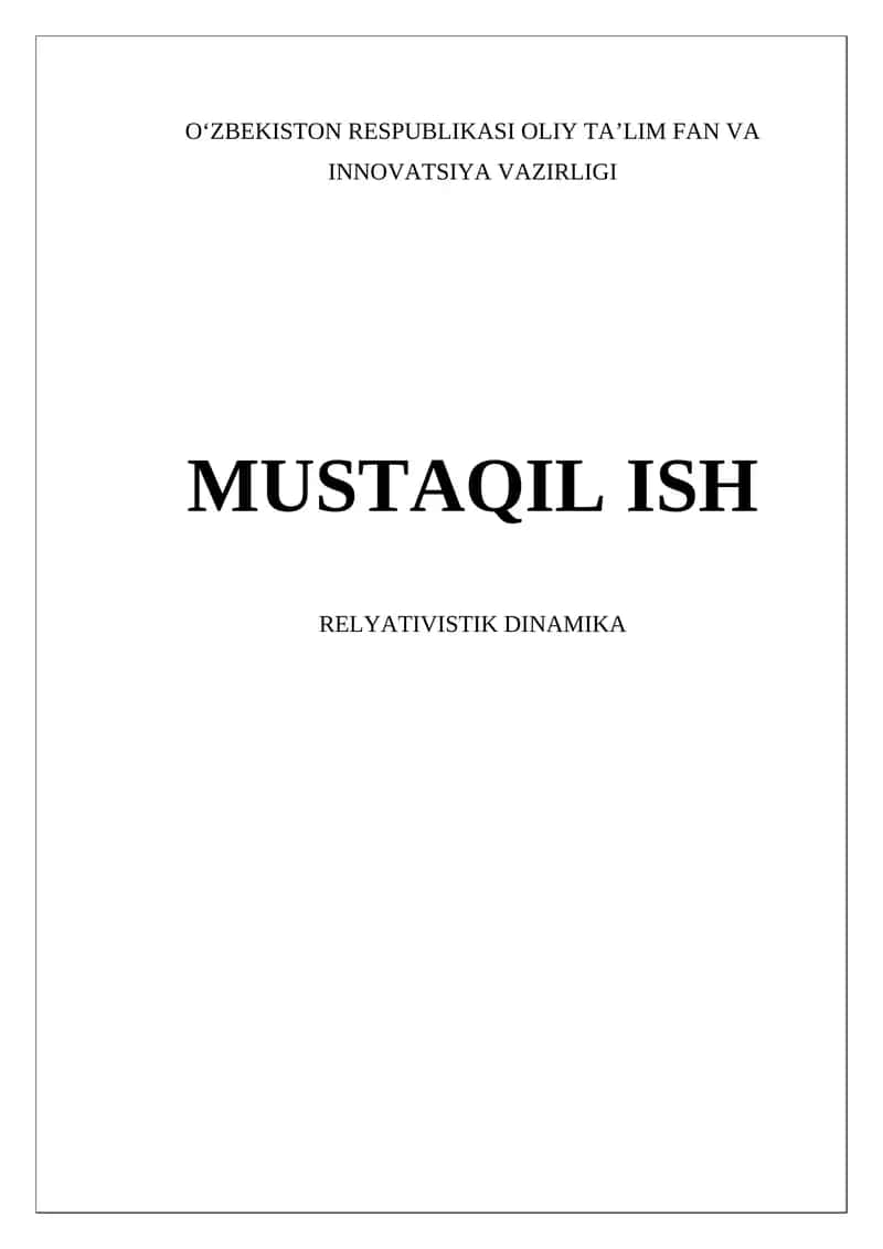 Relyativistik Dinamika 1
