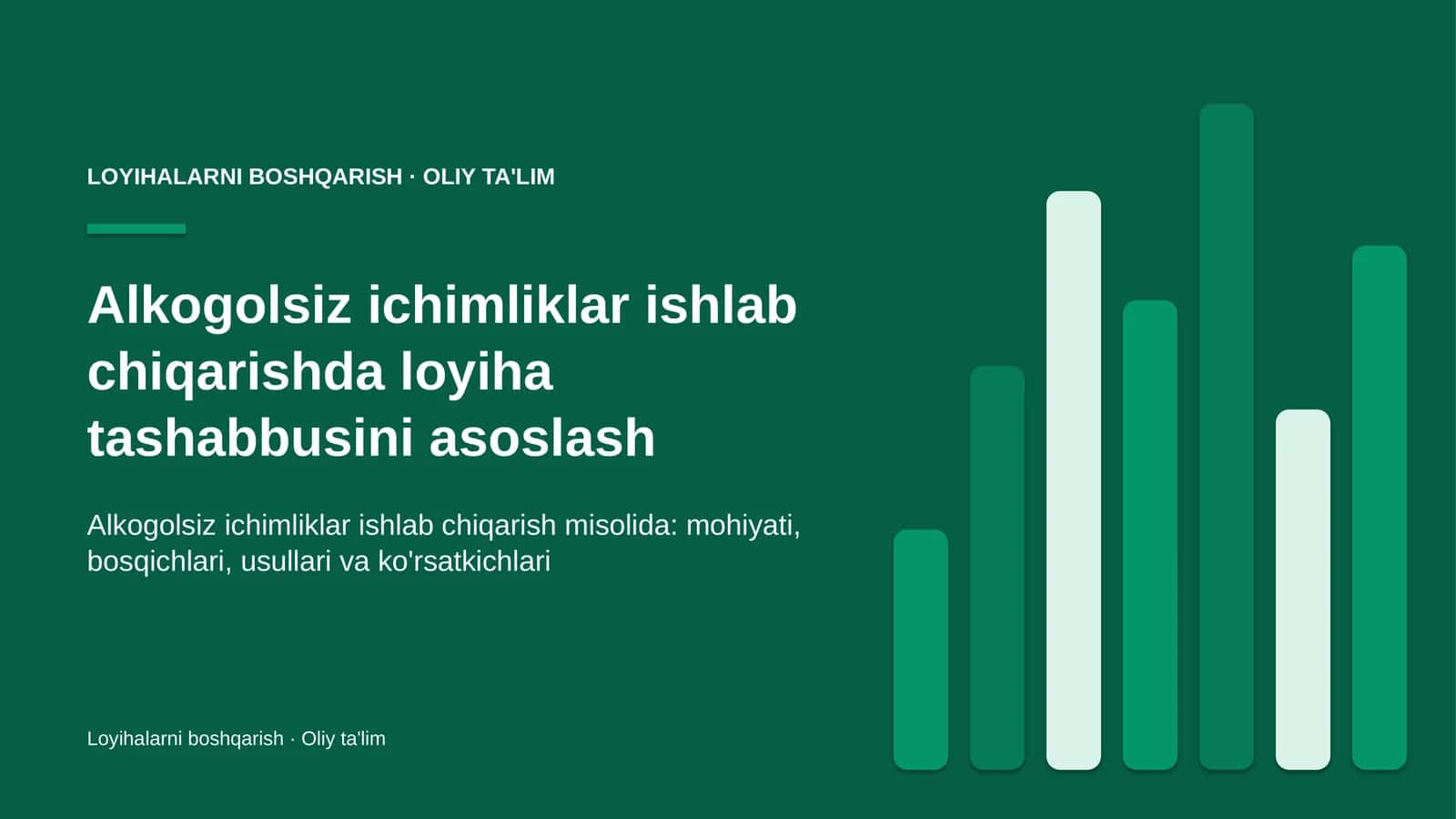 Alkogolsiz ichimliklar ishlab chiqarishda loyiha tashabbusini asoslash 1