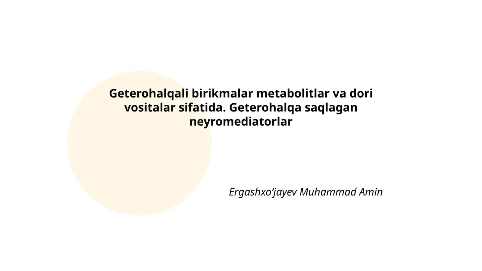 Geterohalqali birikmalar metabolitlar va dori vositalar sifatida 1