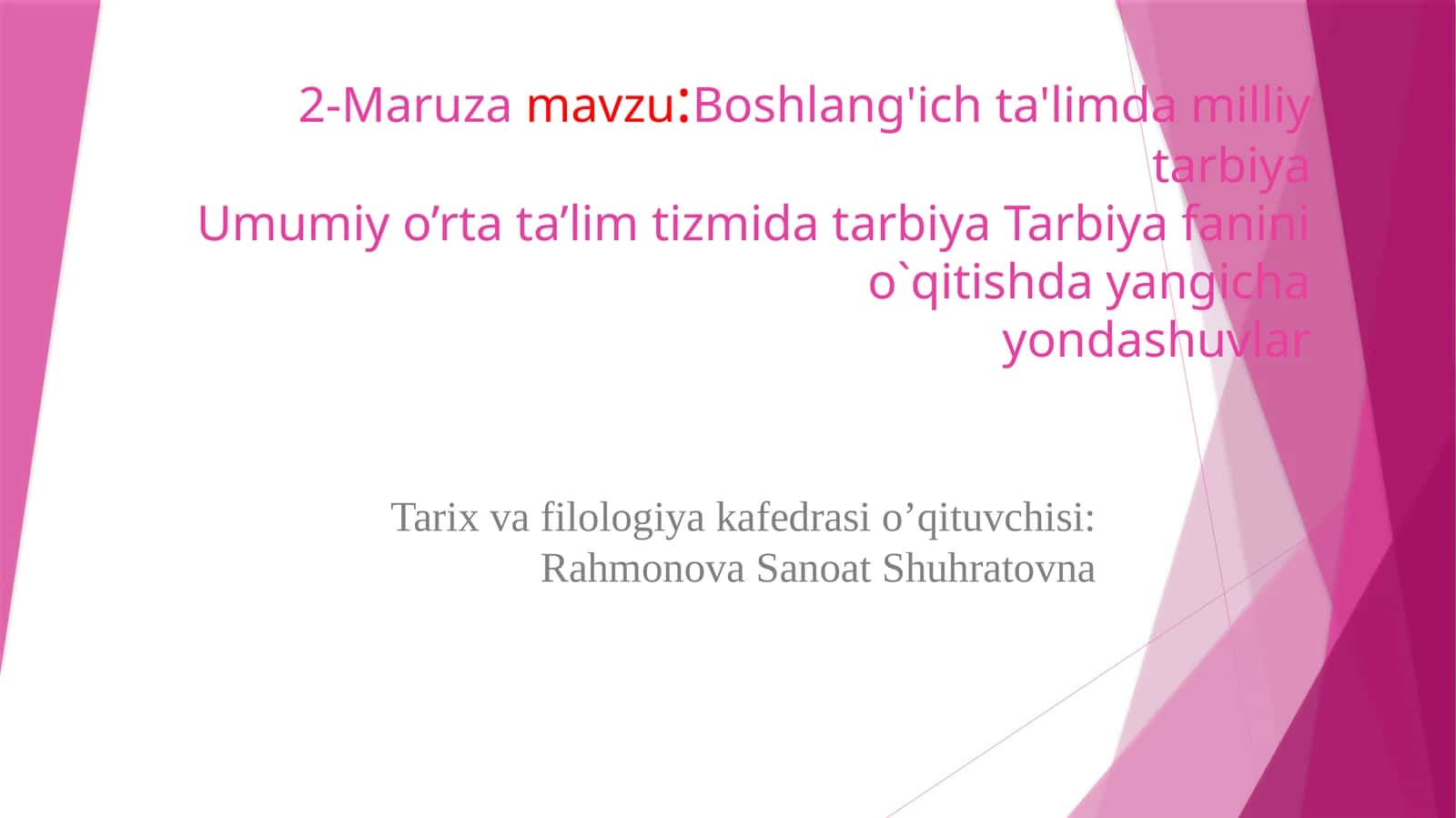 Boshlang'ich ta'limda milliy tarbiya 1