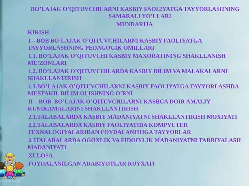 BO’lajako’qituvchilarnikasbiyfaoliyatgatayyorlashningsamaraliyo’llari 1