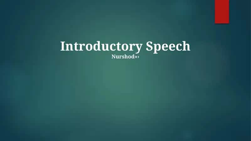Introductory Speech 1