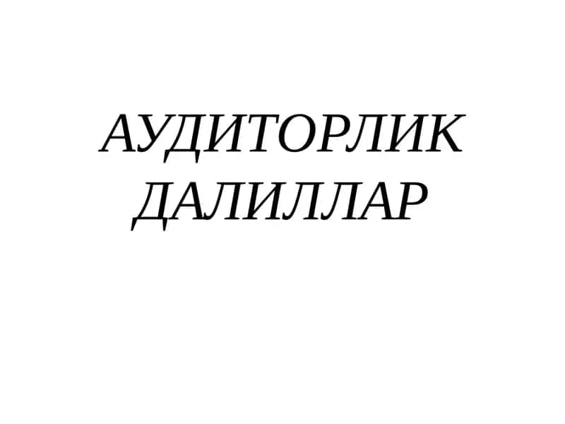 АУДИТОРЛИК ДАЛИЛЛАР 1