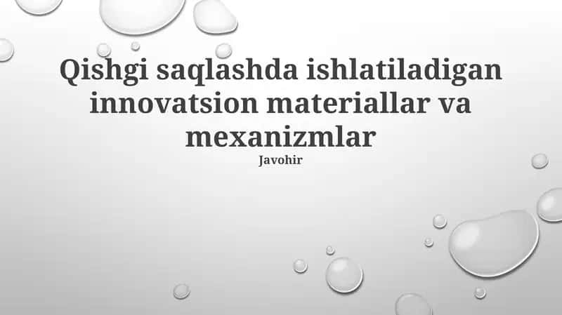 Innovatsion materiallar va mexanizmlar 1