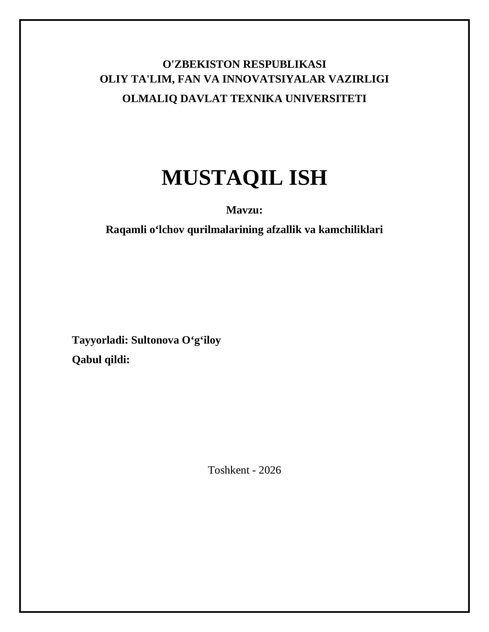 Raqamli oʻlchov qurilmalarining afzallik va kamchiliklari 1