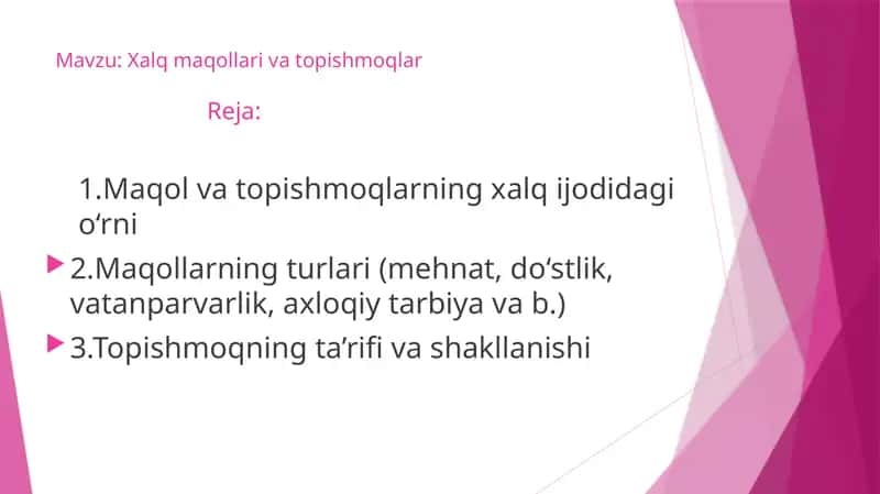 Xalq maqollari va topishmoqlar 1