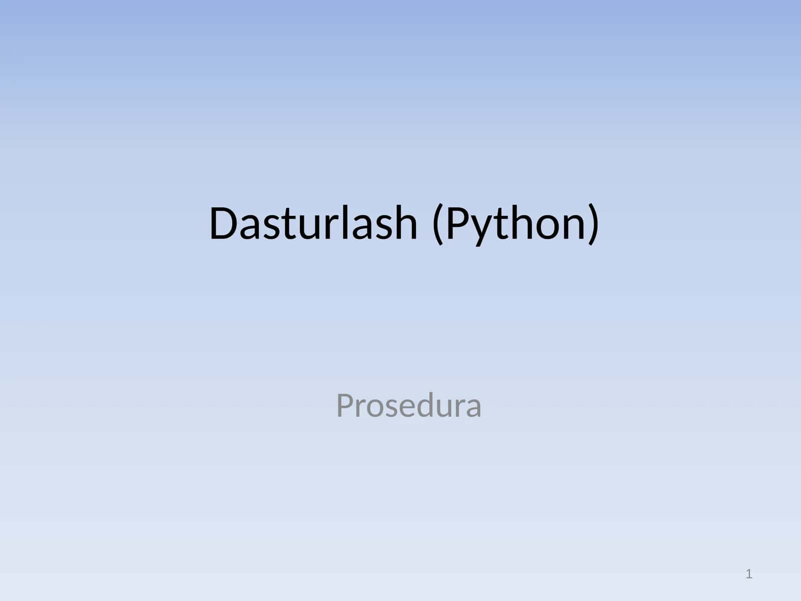 Dasturlash (Python) 1