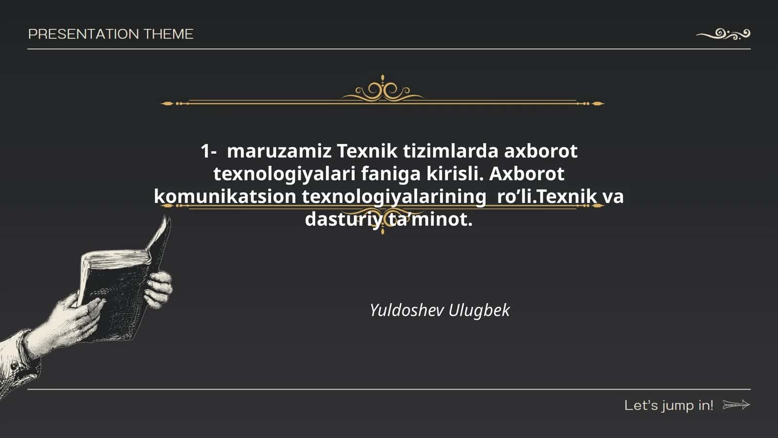 Texnik tizimlarda axborot texnologiyalari faniga kirisli 1