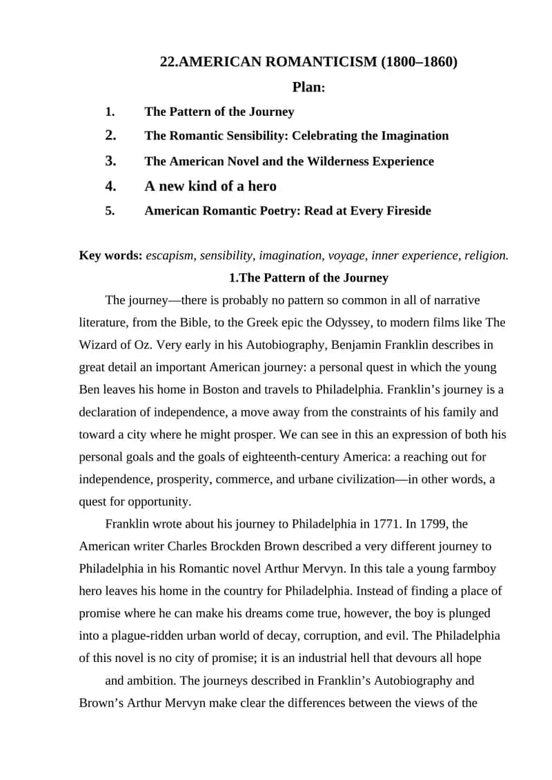 American Romanticism (1800-1860) 1