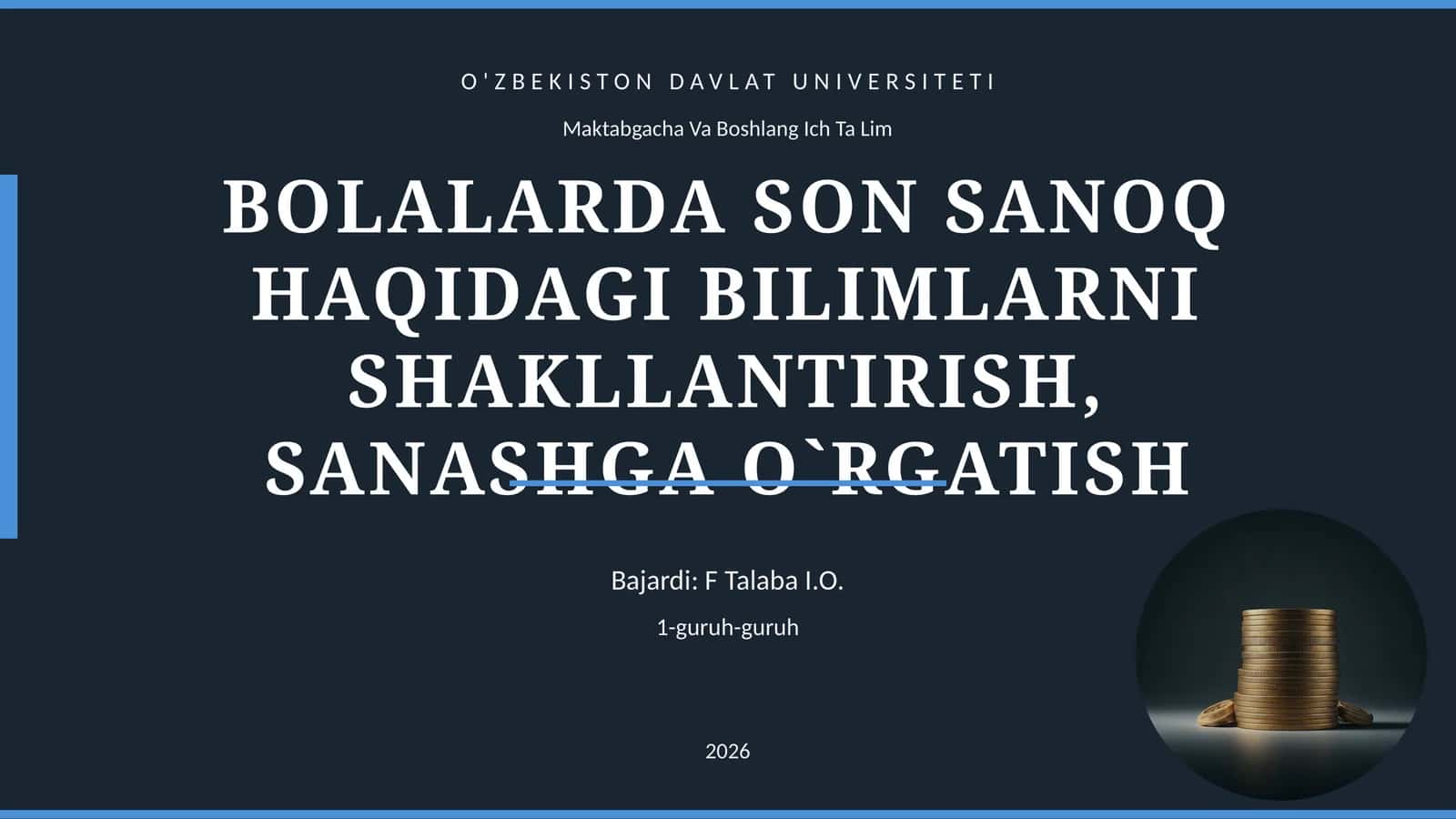 BOLALARDA SON SANOQ HAQIDAGI BILIMLARNI SHAKLLANTIRISH, SANASHGA O`RGATISH 1
