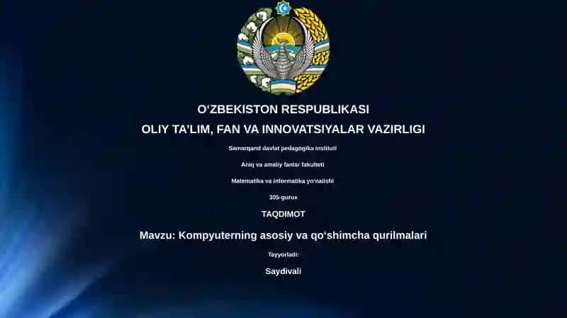 Kompyuterning asosiy va qo‘shimcha qurilmalari