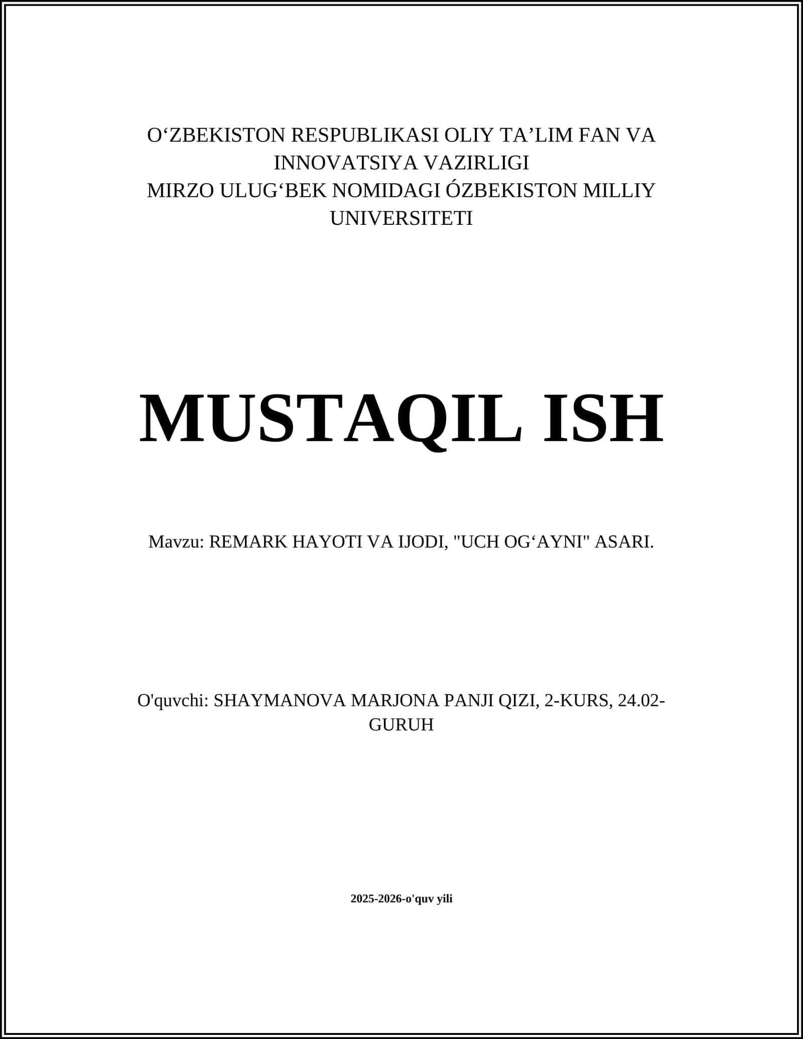 "Uch ogʻayni" asarining yaratilish tarixi va nashr qilingan davri 1