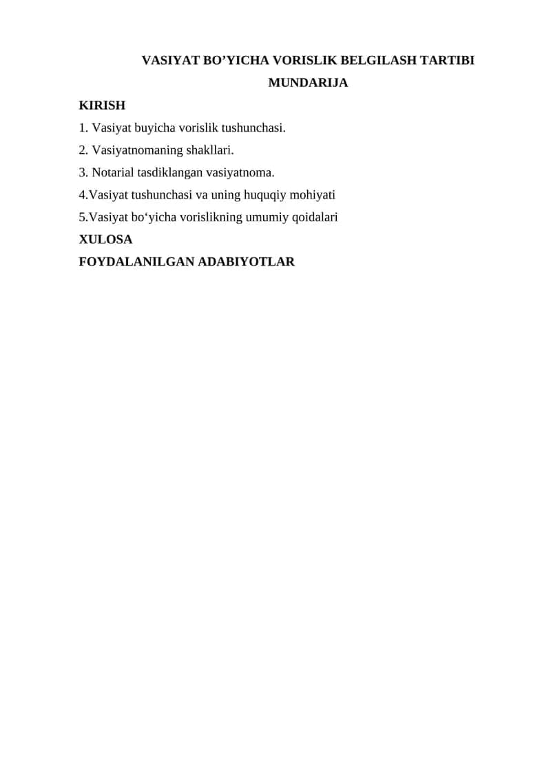 VASIYAT BO’YICHA VORISLIK BELGILASH TARTIBI 1