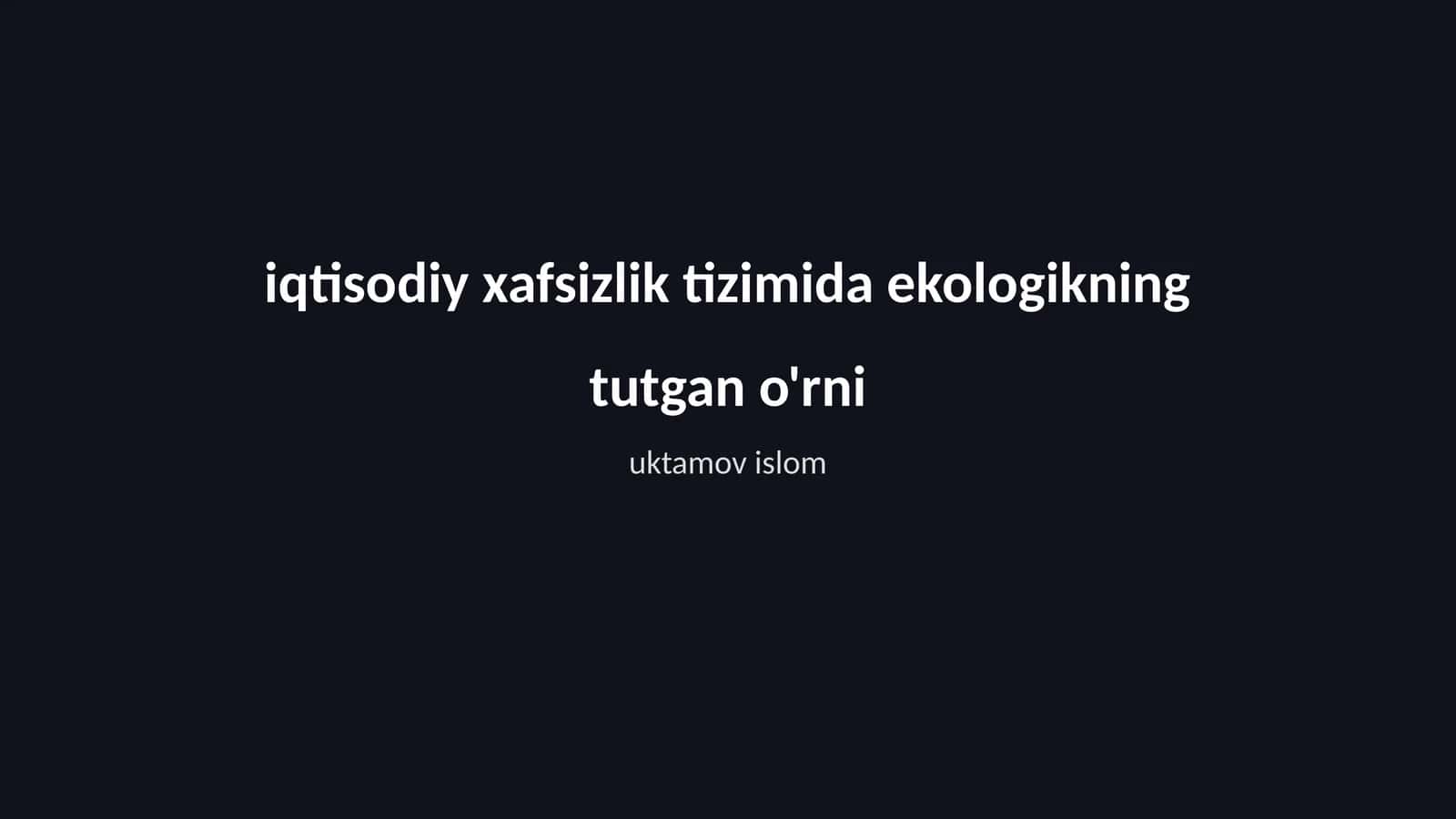 Ekologik va Iqtisodiy Bog'liqlik 1