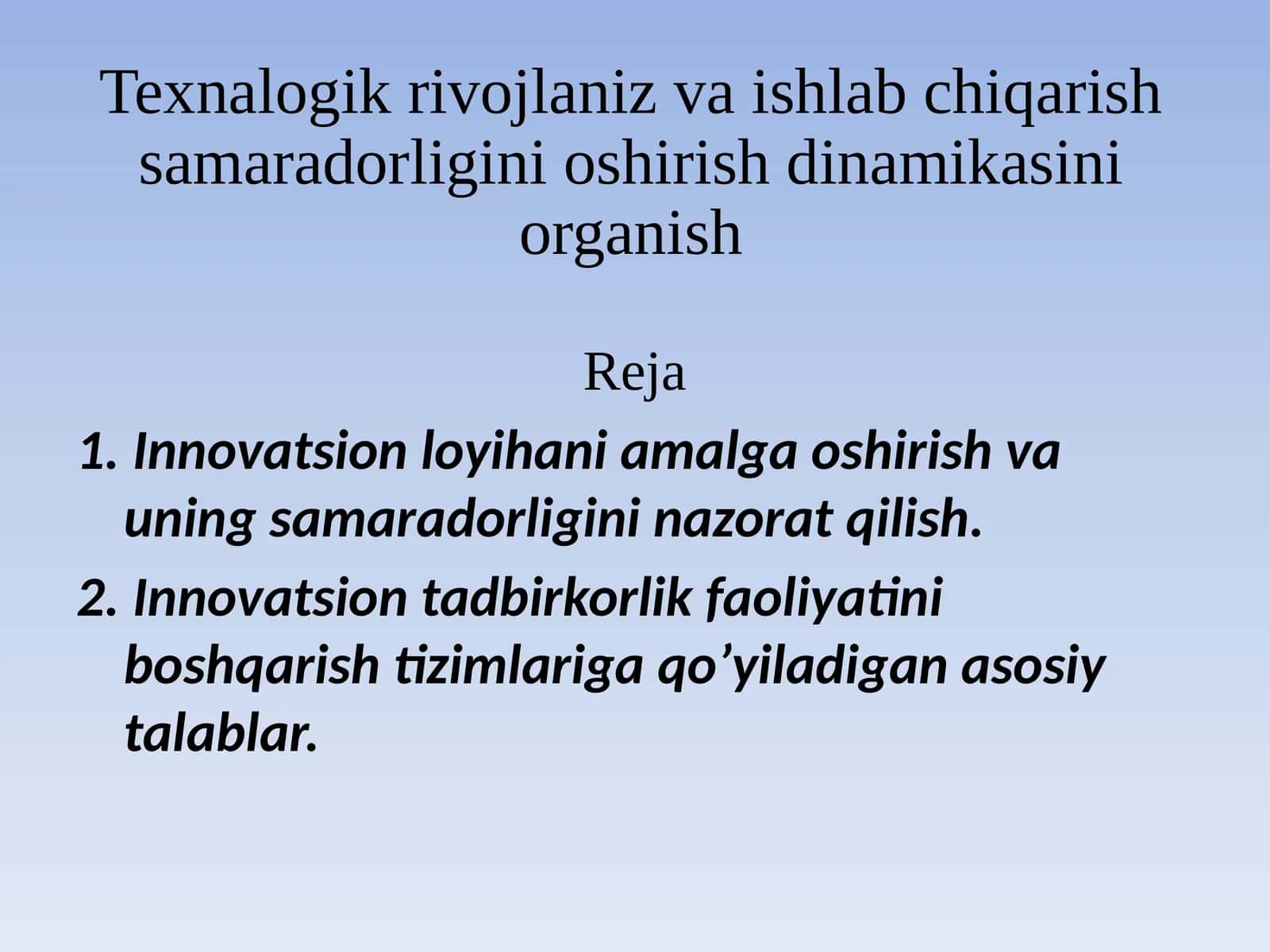 Innovatsion loyihalarni amalga oshirish 1