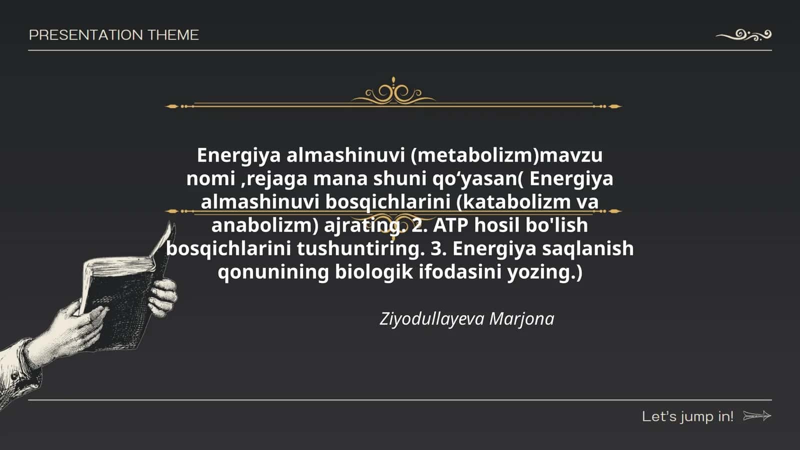 Energiya almashinuvi (metabolizm) 1