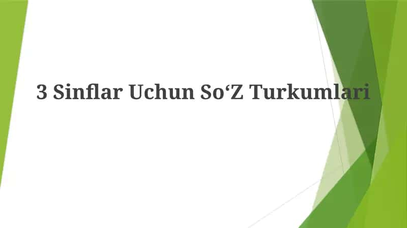 3 Sinflar UchunSo‘ZTurkumlari 1