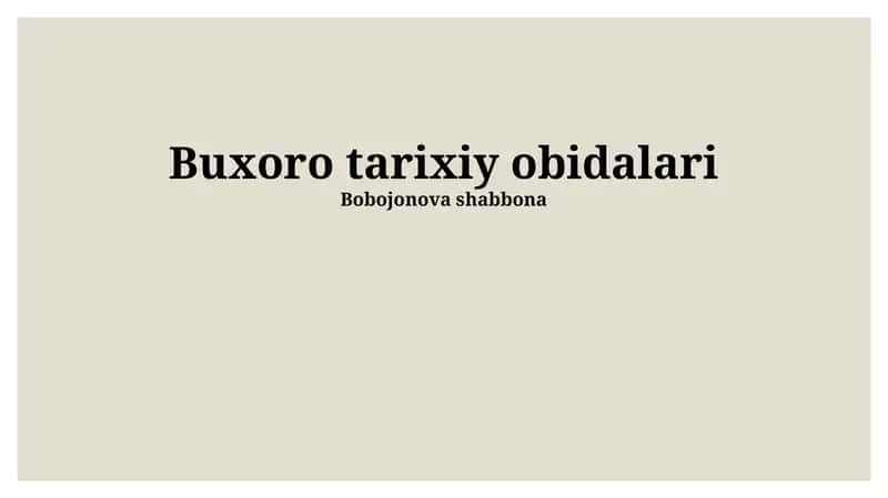 Buxoro tarixiy obidalari 1
