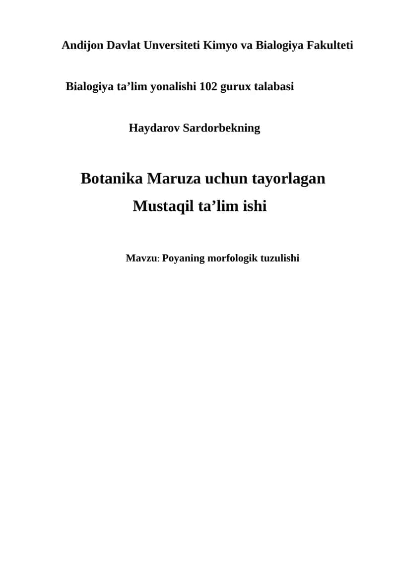 Poyaning morfalogik tuzilishi 1