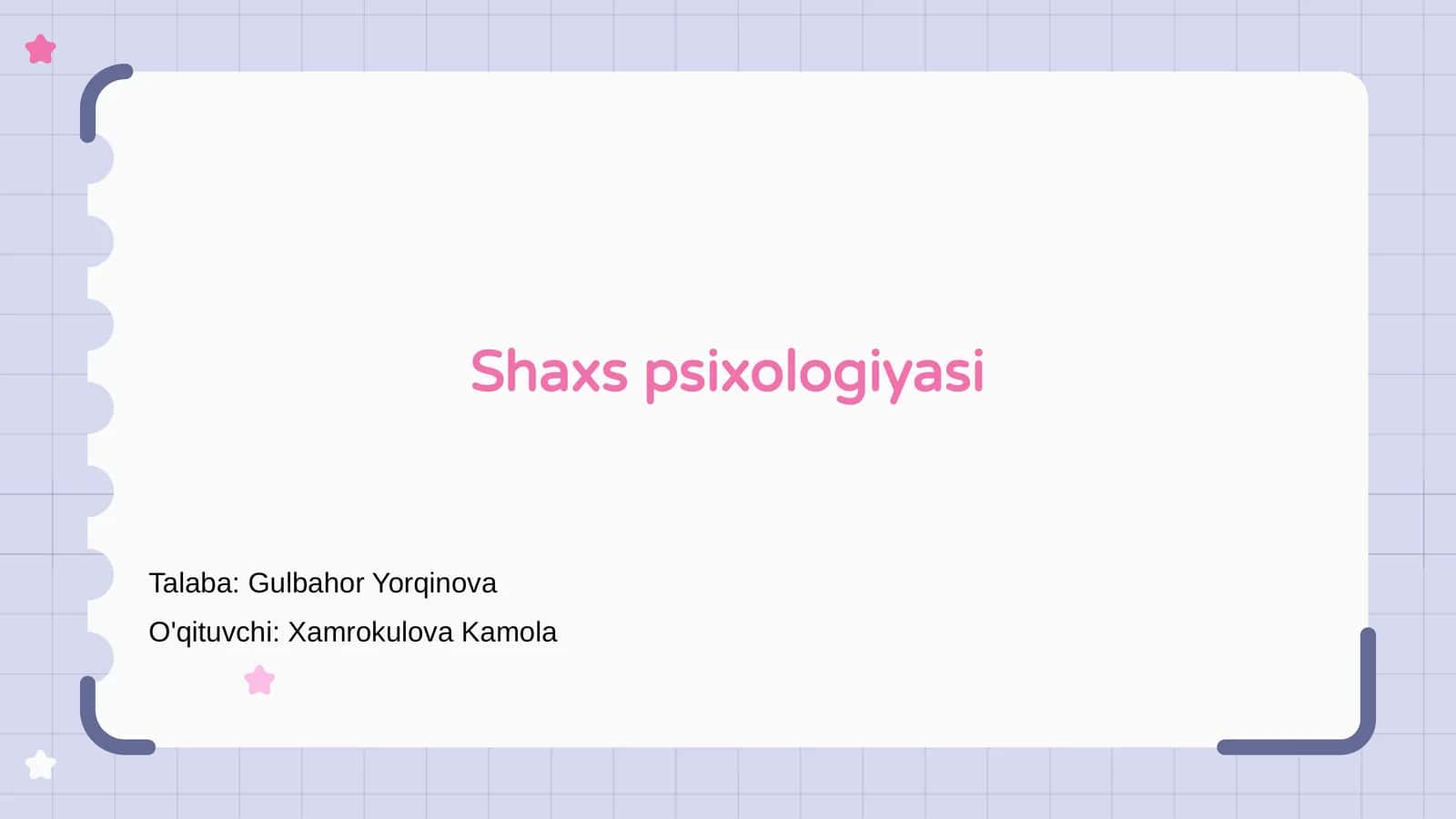 Shaxs psixologiyasi 1