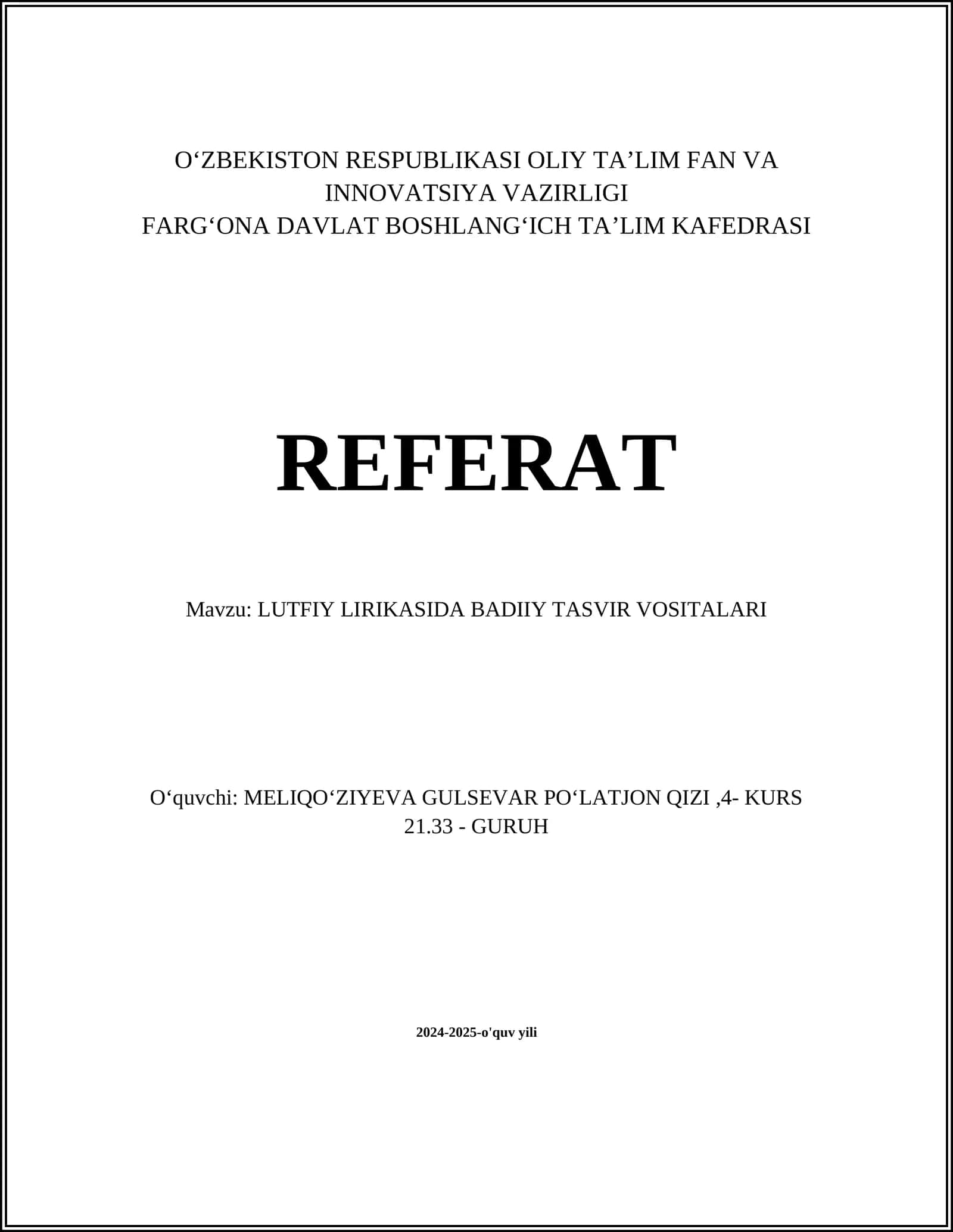LUTFIY LIRIKASIDA BADIIY TASVIR VOSITALARI 1