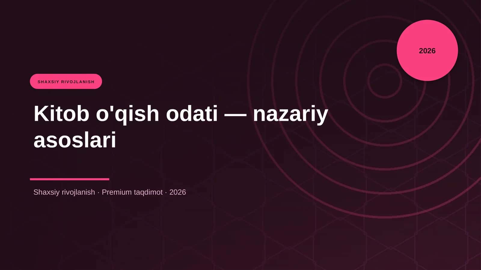 Kitob o'qish odati — nazariy asoslari 1