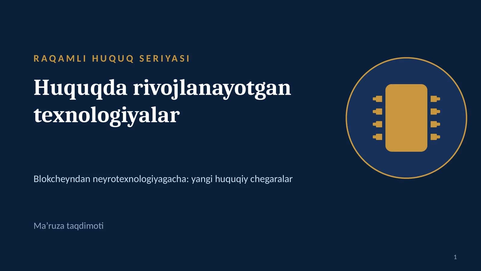 RAQAMLI HUQUQ SERIYASI 1