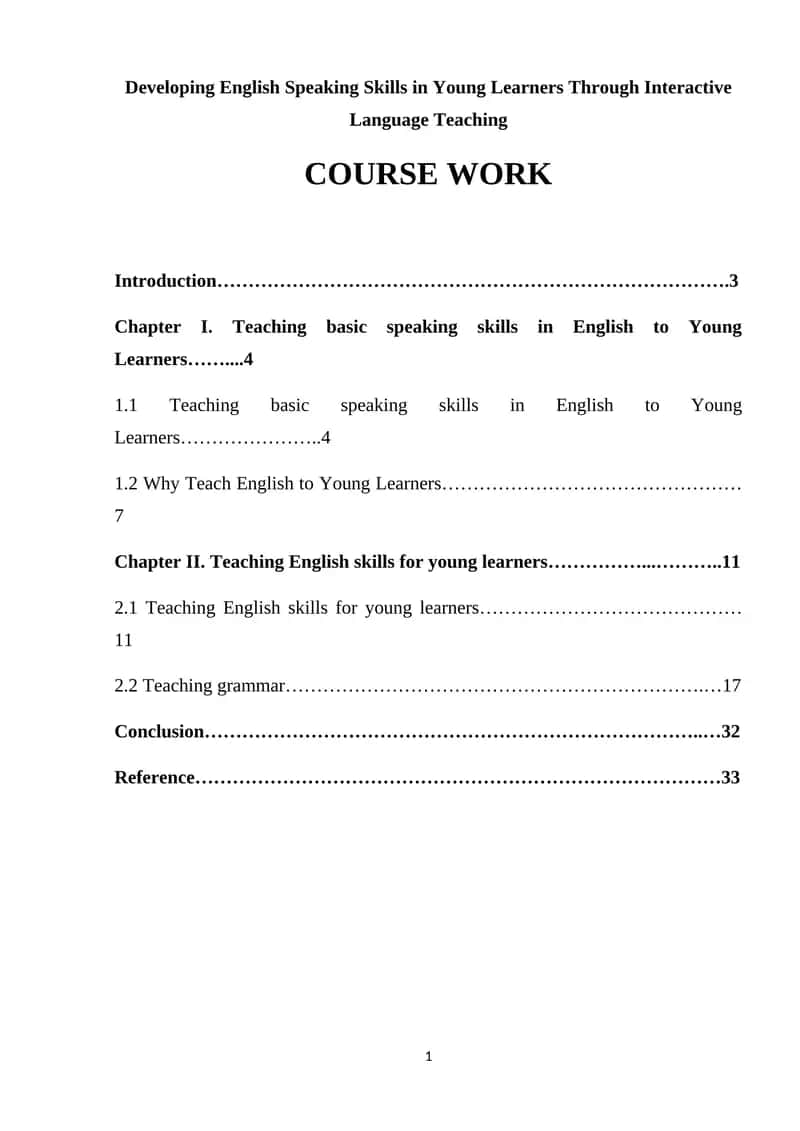 Developing English Speaking Skills in Young Learners Through Interactive Language Teaching 1