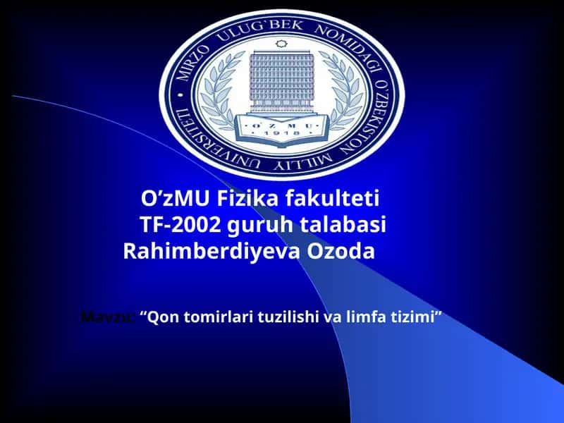 Qon tomirlari tuzilishi va limfa tizimi 1