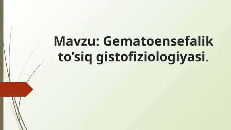 Gematoensefalik to’siq gistofiziologiyasi 1
