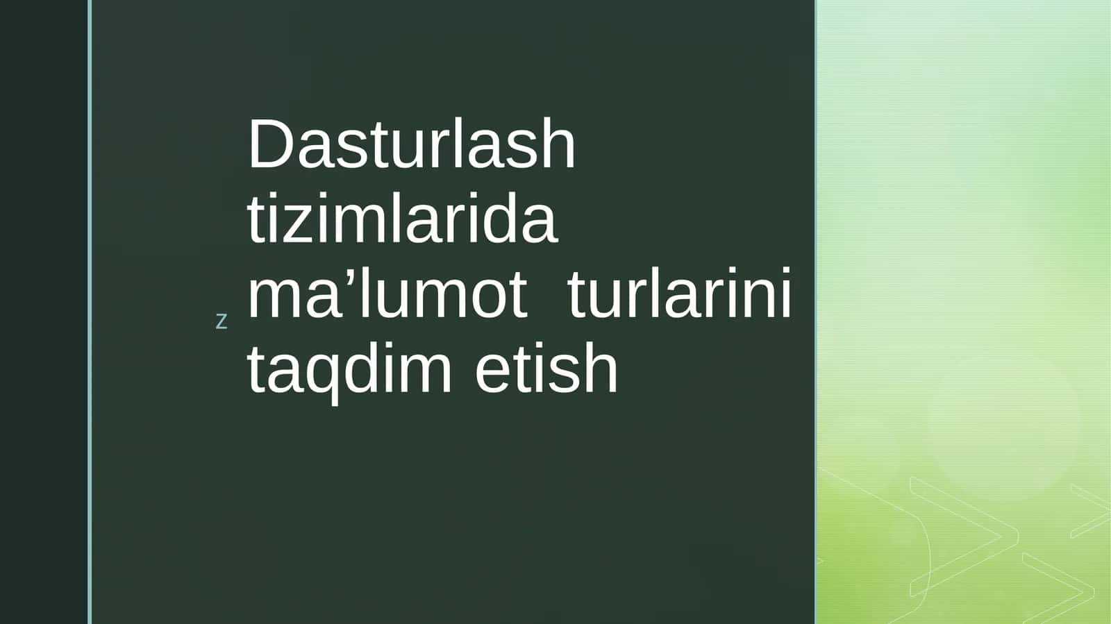 Ma’lumot turlarini taqdim etish 1