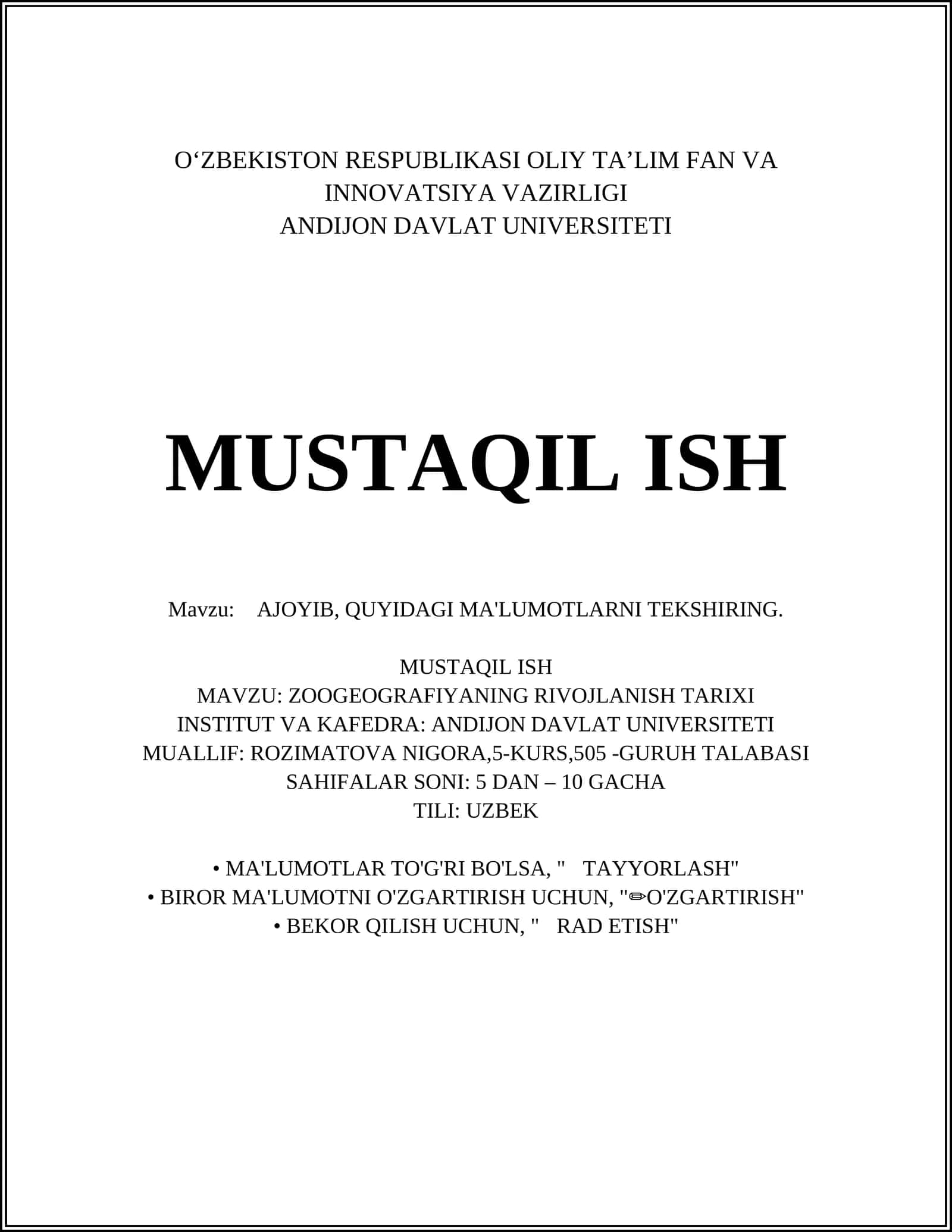 ZOOGEOGRAFIYANING RIVOJLANISH TARIXI 1