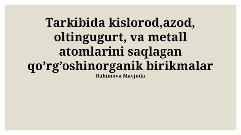 Organqo'rg'oshin birikmalari 1