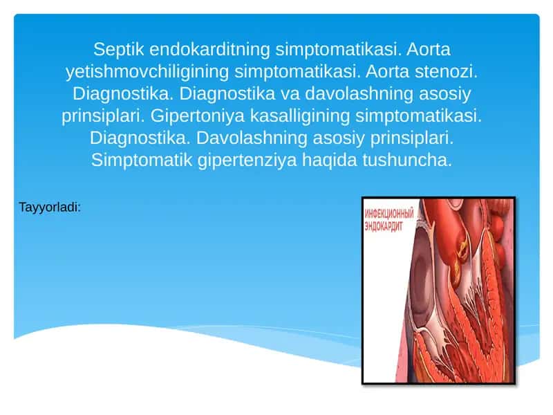 Septik endokarditning siptomatologiyasi 1
